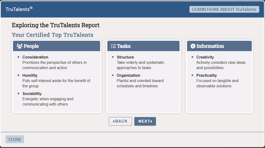 Certified Top TruTalents organized by category