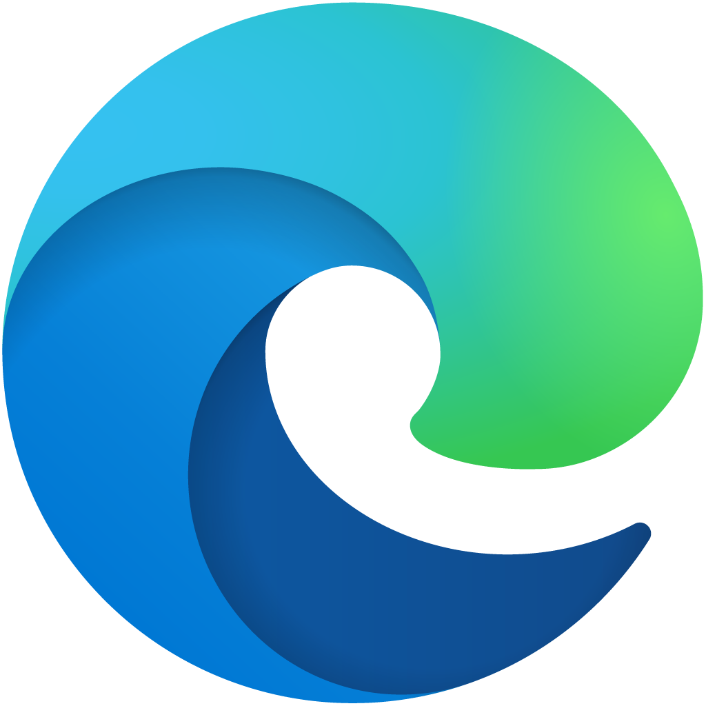 A blue and green wave-shaped logo representing the Microsoft Edge browser.