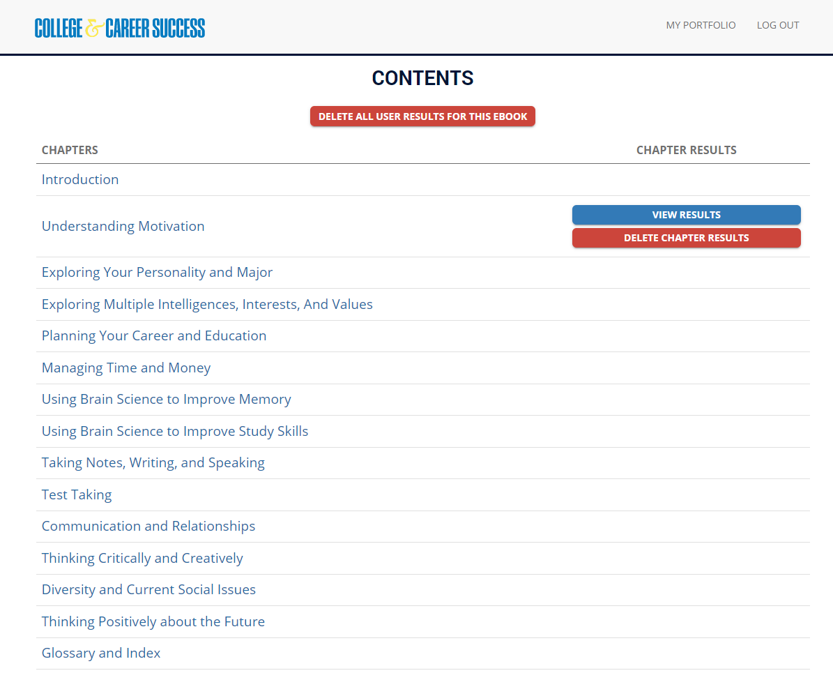 Table of contents page