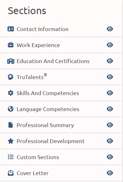 TruTalents section in the MyData Portfolio